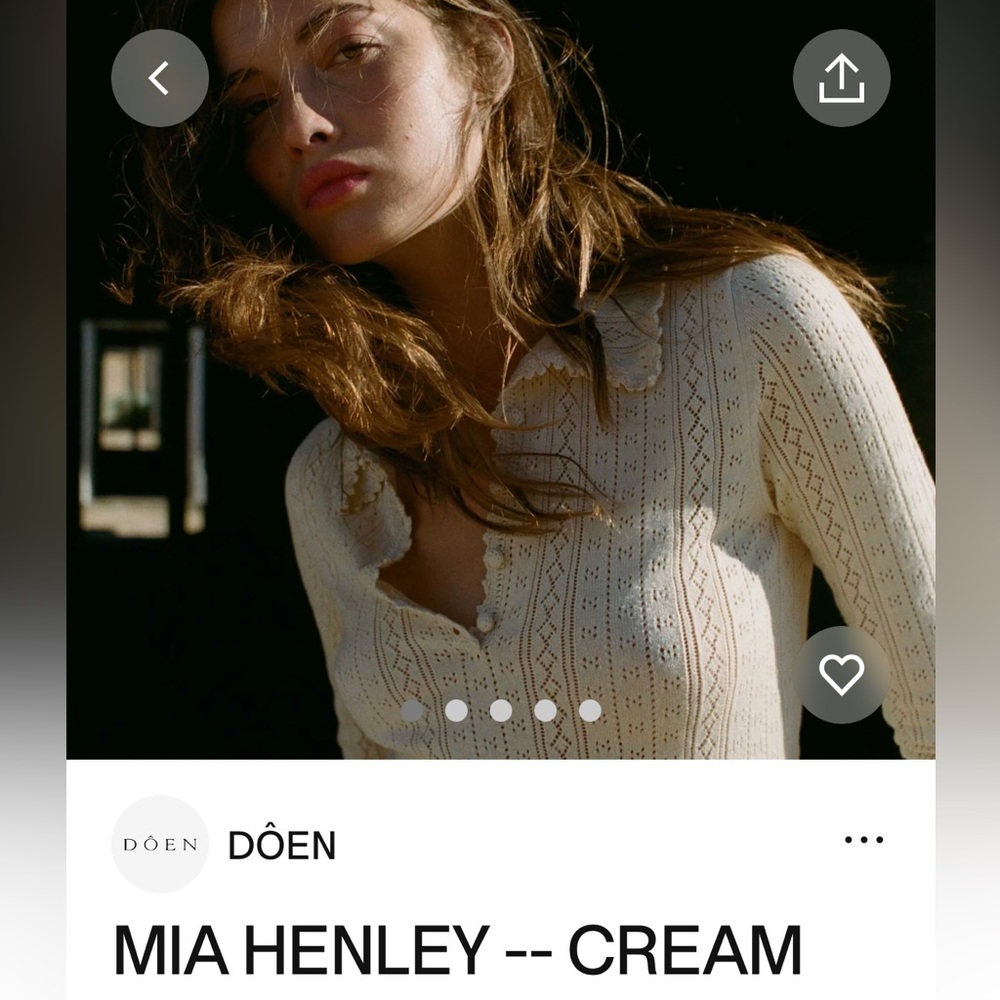 Doen Cream Mia Henley Pointelle Knit Top